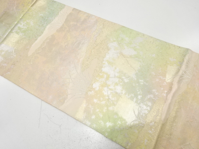 JAPANESE KIMONO / ANTIQUE FUKURO OBI / SILK / WOVEN MIST